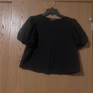 Adrianna Papell Black Puff Sleeve Blouse
